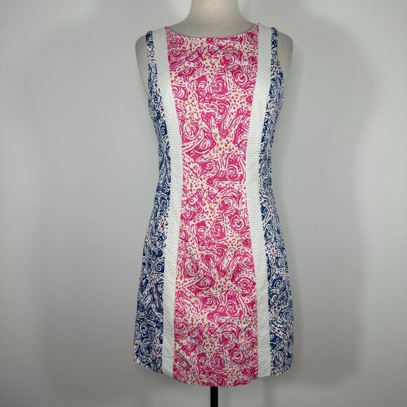 Lilly Pulitzer Delia Indigo Star Crush Print Vintage Dobby Shift Dress 6 - Picture 4 of 13